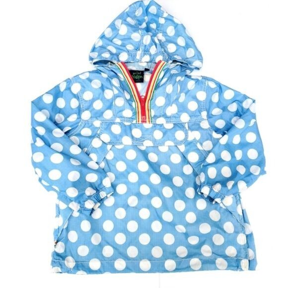 Mini Boden Blue Hooded Jacket Nylon Pullover 3-4Y Raincoat Spring Summer - Picture 2 of 5